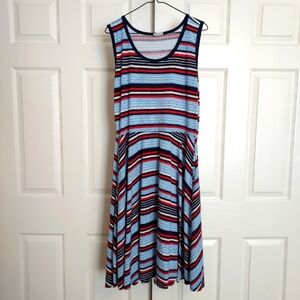 LuLaRoe Sleeveless Dress with Pockets Size XL Midi Dress Red White and Blue